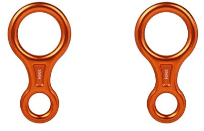 CENMEN 2X 35KN Cifra 8 Descensor de Escalada Equipo de Descenso de AleacióN de Aluminio para Escalar Dispositivo para Asegurar y Descender en RáPel, Naranja