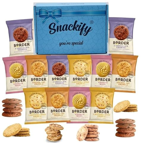 Border Biscuits Big Gift Box Luxury British Hamper Bundle 12 Twin packs (24 Single) Individually wrapped, Snackify Gift Box | Gift for Him & Her | Perfect Gifting for all Ocassions | Biscuits Hamper
