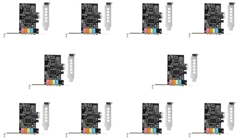 Kznifmk 10 x Soundkarte PCIe 5.1, PCI Express Surround 3D Audiokarte für PC mit hoher Leistung, direkter Sound und Halterung mit niedrigem Profil