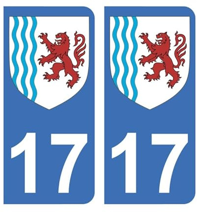 Aufkleber 17 mit Logo Region New Aquitaine für Nummernschild