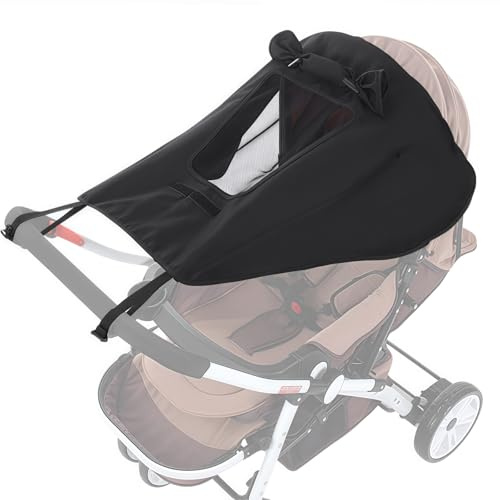 Pram Sun Shade,Pushchair Sun Shade,Universal Baby Stroller Sunshade Canopy with Skylight/Viewing Window - Portable UV Protection & Water-Resistant Cover for Pushchairs/Prams