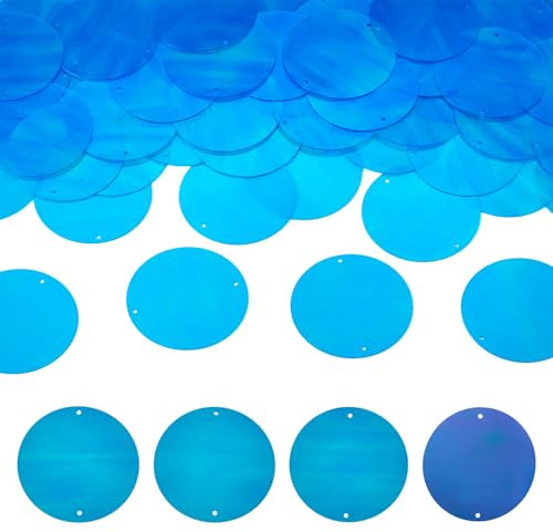 Cheriswelry Lentejuelas redondas de PVC iridiscente de 52 mm, 150 unidades, diseño de arcoíris, color AB, bordado, a granel, para disfraces, disfraces, manualidades, costura, color azul