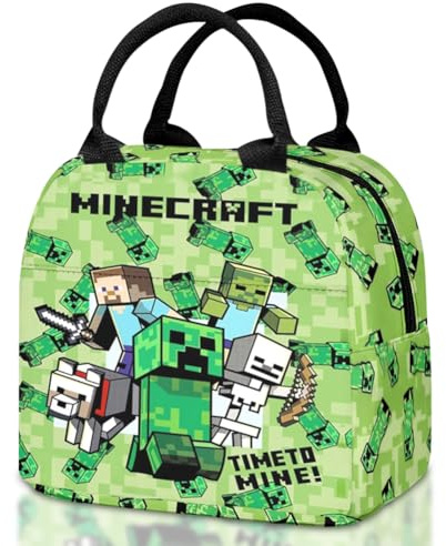 YCVBCY Miner Bolsa Termica Porta, Miner Tartera, Bolsas de Almuerzo para niños, Fiambrera de Dibujos animados, Bolsa Almuerzo Infantil, bBolsa de Comida para Almuerzo, Trabajo, Escuela, Playa, Pícnic