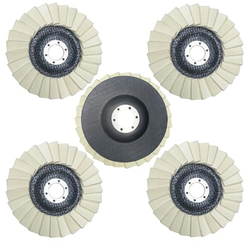 5 Pcs Wool Felt Flap Polishing Discs, Corrugated Buffing Wheel Pad for Angle Grinder Stainless Steel, Aluminum Metal Surface Finishing Restoration Kit