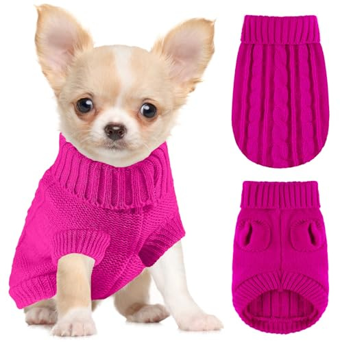 XXS Hundepullover, gestrickter Chihuahua-Pullover, Yorkie-Teetasse, Dackel, Hundepullover für kleine Hunde, Mädchen, Herren, Herbst, Winter, Welpen, Katzen, Pullover (XXS)