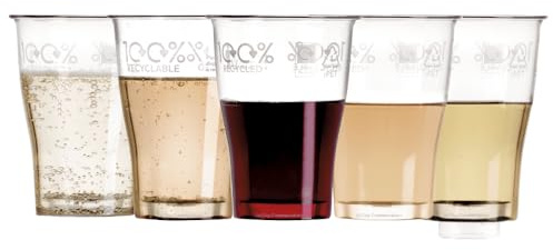 AIOS Lot de 50 verres à vin sans pied écologiques en plastique recyclé à la maison Capacité jusqu'à bord 300 ml