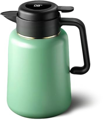 BORDEAG Termoskanna, 1,8 l termoskanna, termoskanna, med temperaturdisplay, tekanna termo med siktinsats, termoskanna för kaffe, te och mjölk