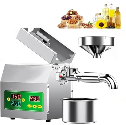 Automatic Oil Press Machine, Hot and Cold Pressing with Temperature Adjustment and Touch Screen for Home Edible Oil Making