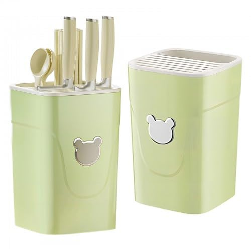 2 Pezzi Universal Porta Coltelli Cucina, Ceppo Portacoltelli senza Coltello con 8 Fessure e Fori di drenaggio per Coltelli da cucina