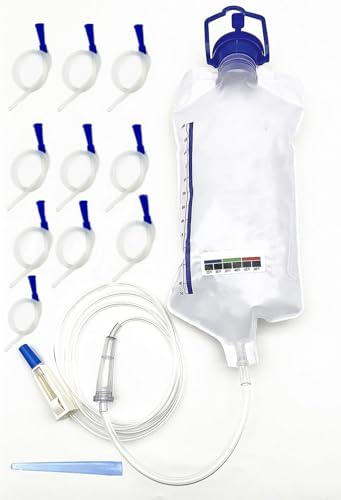 Kit de lavement réutilisable, lavements pour le nettoyage du côlon pour femmes et hommes, poche à lavement de 1200 ml - comprenant un tuyau en silicone de 1,8 m et 10 tubes pour le côlon