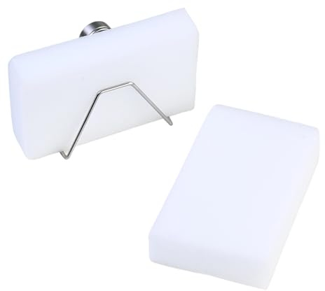 Rieoany Schwammhalter Mit Zwei Nano-SchwäMmen Edelstahl Schwammhalter SpüLbecken Installationsfreies Magnetisches Design Sponge Holder Platzsparend FüR Ordnung Und Ordnung