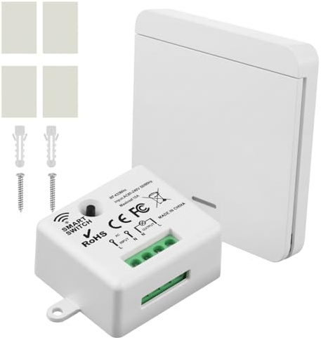 Funkschalter Funk Lichtschalter Set 433Mhz 220v LichtFunkschalter für Lampe Funklichtschalter Bis 50m Reichweite für Lichtsteuerung in Badezimmer Schlafzimmer Außenbereich Keine Verkabelung