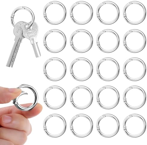 20 Stück O-Ring Round Carabiner, 28 mm O Ring Legierung Karabinerhaken Schlüsselbund Zubehör, Zink Legierung Karabinerhaken for Crafts, DIY Bag Rings Craft Making