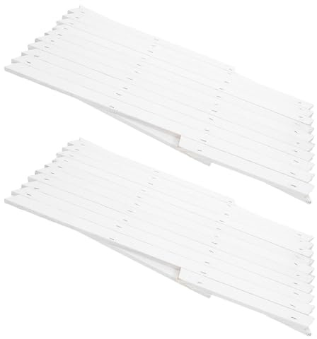 GARIOUANS 2 Pièces Treillis en Bois Extensible Mural 44 Cm Blanc, 2 Panneaux pour Plantes Grimpantes, Support Jardin Intérieur et Extérieur, Panneau de Clôture Décoratif pour Balcon et Patio