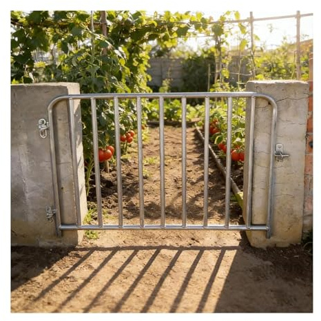 XILYZMO Temporary Fence Gate, Outdoor Animal Protect Fence Panel, Metal Material Securely Welded Entrance Way Garden Door for Yard Chicken Coop Cattle Shed(90x100cm)
