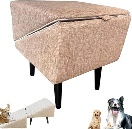 Escaleras de madera para perros, taburete plegable antideslizante convertible 2 en 1 para cama y sofá, ideal para perros y gatos lesionados