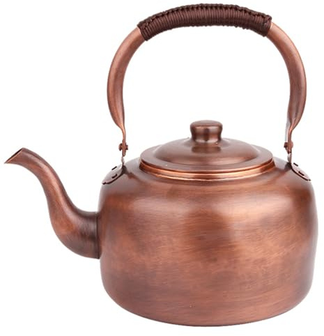 3L Kupfer-Teekessel für Herdplatte, Pfeifkessel mit ergonomischem Griff, funktioniert auf Induktions-, Gas- und Elektroherden, Vintage-Teekanne