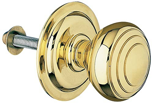 Amig - Pomello Mod 14 dorato rotondo in ottone massiccio lucido per porte esterne di ingresso | Diametro maniglia Ø61 mm · Altezza 72,5 mm | Facile da installare Include dado di fissaggio