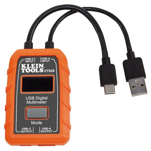 Klein Tools ET920 USB Power Meter, USB-A and USB-C Digital Meter for Voltage, Current, Capacity, Energy and Resistance