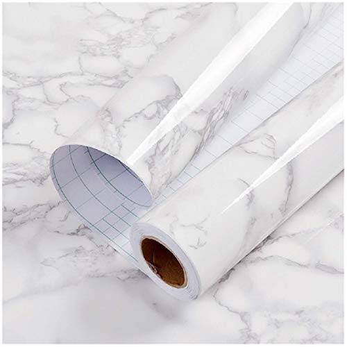 practicalWs Marble Paper Granite Gray/White Roll Kitchen Countertop Cabinet Furniture is Renovated Thick PVC Easy to Remove Without Leaving Glue Upgrade 17.71 x 196.8