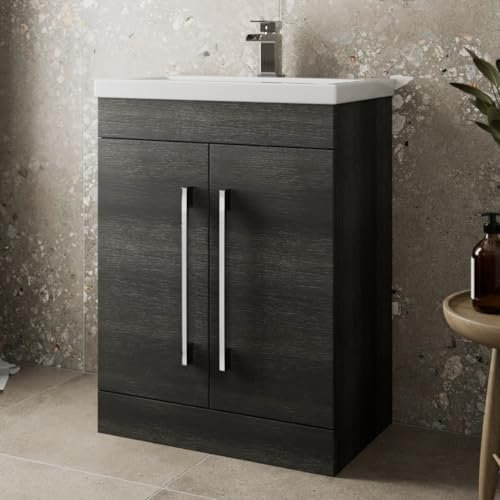 AURORA® 600mm Freestanding Vanity Unit Furniture, Wash Basin Bathroom Sink, Soft Close Door, Storage Cabinet, Charcoal Grey