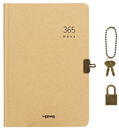ITODA Tagebuch Blanko Notizbuch A5 Schreibheft Kraftpapier Schreibblock mit Schloss Notizheft Skizzenbuch Hardcover Journalbuch Reisetagebuch Planer Organizer Notizblock für Schreiben Skizzieren