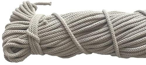 Mississhop 100 m Baumwollkordel Seile Kordel aus Baumwolle mit Polyacryl Kern Graubeige Ø 5 mm