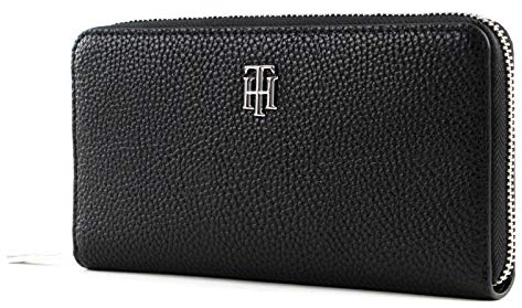 Tommy Hilfiger Damen TH ESSENCE LRG ZA Kleine Lederwaren, Schwarz, One Size