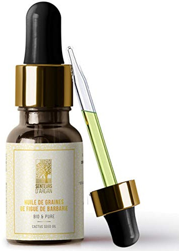 HUILE DE PÉPINS DE FIGUE DE BARBARIE BIO - 100 % Pure, pressée à froid, Meilleure huile anti-âge pour visage, contour des yeux,anti-rides, certifiée bio ECOCERT .10ml