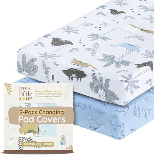 My Little Zone Skötbäddsskydd dinosaurie – skötbädd till bord, blå och vit, 2-pack