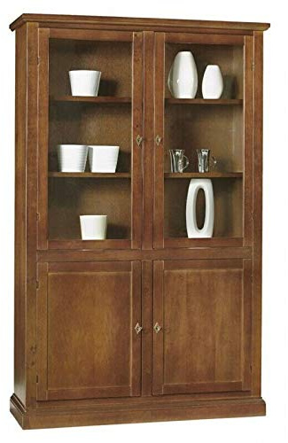 Mar.c.a. Design, Alacena de Cocina, Vitrina Salon de Madera, Nogal - Libreria Estanteria para Varios Ambientes y Usos - Mueble Salón y Mueble Cocina de Estilo Clásico, 120x41x187H - Made in Italy