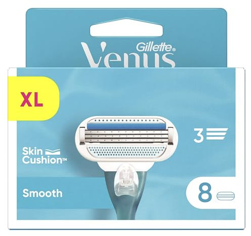 Gillette Venus Smooth Ersatzklingen Damenrasierer, 8er-Pack, 3 Von Schutzkissen Umgebene Klingen, Die Sich Der Körperkontur Anpassen