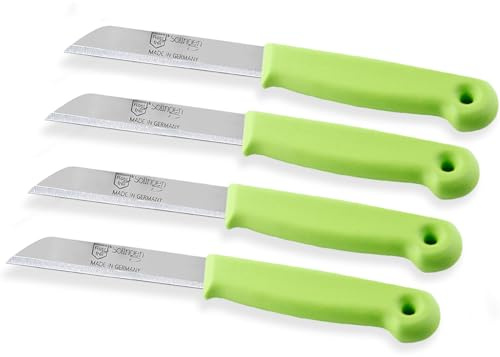 Universal 4er Messer Set Schälmesser Solingen Obstmesser Küchenmesser Grün | Gemüsemesser Edelstahl Rostfrei mit extra scharfer Schnittfläche für einen präzisen glatten Schnitt