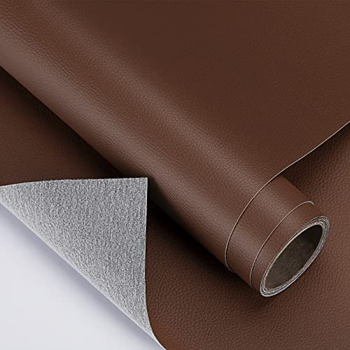 DTC Leder Reparatur Patch, 17X79 Zoll selbstklebende Leder-Reparatur, große Vinyl-Patch-Band für Sofas, Möbel, Autositze, Schränke, Wand, Handtaschen （Braun）