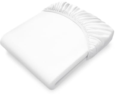 bett1 Bodyguard Jersey-Spannbettlaken Weiß 120x200 cm | Robust, fester Sitz, waschbar bei 60 °C, Rundum-Gummizug, Steghöhe ca. 30 cm, Stoffgewicht 240 g/m², Oeko-Tex 100