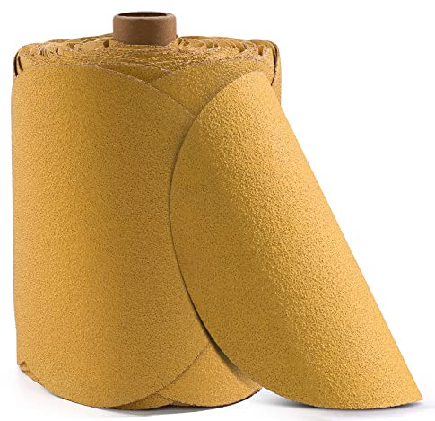 CowboyBOB 100 PCS 6 Inch Gold PSA Sanding Discs 80 Grit Self Adhesive Sticky-Back Sandpaper for DA Sander Finishing Abrasive Sand Paper Woodworking Wood Metal Sanding Disc Roll