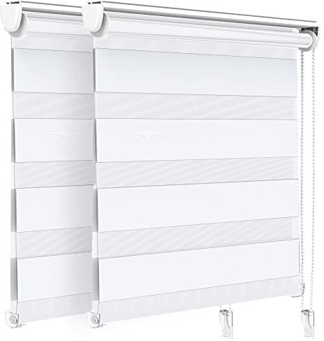 VOUNOT 2er Set Doppelrollo klemmfix ohne Bohren, Duo Rollo Klemmrollo für Fenster und Tür, lichtdurchlässig & verdunkelnd Fensterrollo, 100x150cm, Weiß