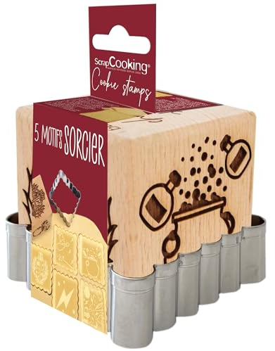 Tampon biscuit bois Sorcier + découpoir