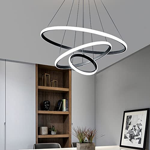 Starnearby Suspension Luminaire Moderne Design Lustre Spirale LED Lustre LED Rond Suspendu Anneau Lampe Suspendue Moderne Réglable 50W Lumière Suspension Éclairage pour Salle à Manger Salon Chambre