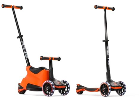 smarTrike Xtend Kleinkind Ride On Scooter Spielzeug Alter 1-12 Jahre Faltbarer Roller für Kinder mit XL LED Rädern Orange