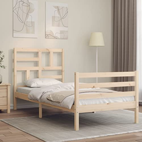 BUKSCYJS Palettenbett,Modernes GäStebett Massivholzbett Mit Kopfteil 2ft6 Small Singlegeeignet FüR Wohnzimmer, Schlafzimmer, Lounge, Balkon, Sofa, Wohnung, GäStezimmer