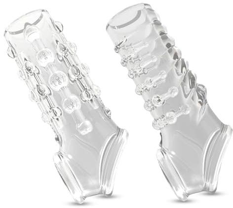 AMZII 2PCS Gaines pour Pénis Homme,Manchon Penis Transparent avec Cockring Antidérapant,Gaines de Pénis Agrandisseur de Pénis Anneau Penien - Anneau Homme,Anneaux de Pénis,Jouet Sexualité Couple