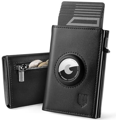 DODENSHA Airtag Portafoglio con Portamonete | Slim Portafoglio uomo 10+ Carte | Protezione RFID | portafoglio uomo piccolo | Porta Carte di Credito Uomo | Moero Portafoglio Slim | Senza AIRTAG | Nero