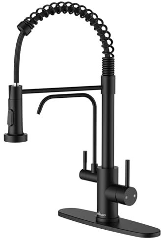 APPASO Black Kitchen Faucet with Drinking Water Faucet, 3 in 1 Pull Down Lead-Free Faucet with Purfied Water Faucet, Single-Handle Kitchen Water Filter Faucet, Matte Black (Without Filtration Device)