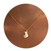 SIXDUTON Collier Femme Or à Breloques Plaqué or 18 Carats, Réglable Bijoux Acier Inoxydable à Chevrons Simples Ras du Cou Collier Bijoux Cadeaux (Chat)