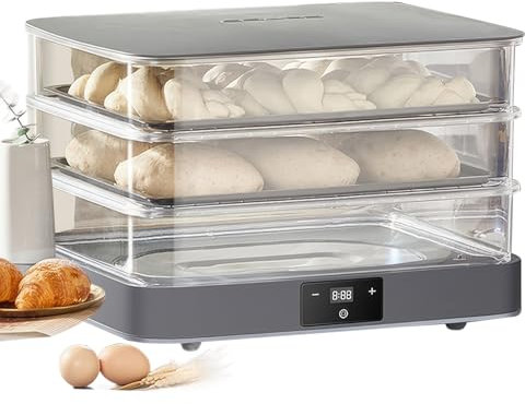 Macchina per Lievitare Pasta Elettrica, Lievitatrice per Pizza per Pane Visibile con Pannello Touch, Temperatura 20-45 ℃ e Controllo Automatico Dell'umidità, Timer 24 Ore per Lievitazione Yogurt