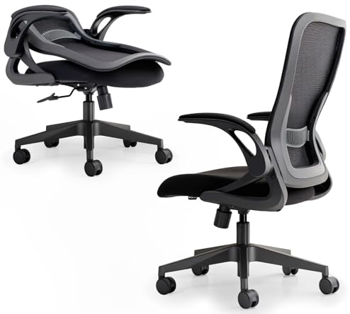 Tervo Model U | Folding Office Chair for Small Spaces | Ergonomic Design with High Rebound Mesh | Computer Desk Chair for Gaming | For Adults & Kids | Foldable & Compact with Flip Up Arms