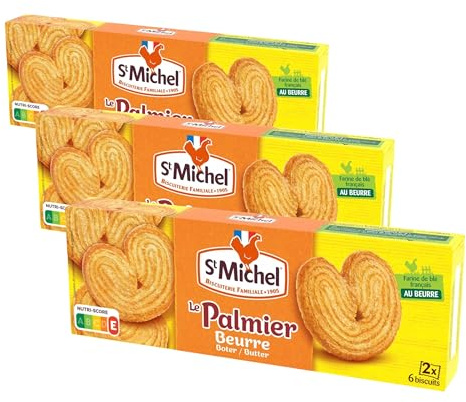 ST MICHEL - Le Palmier au Beurre - Fin & Croustillant - 2 Sachets de 6 Biscuits - 87g (L'emballage peut varier) (Lot de 3)