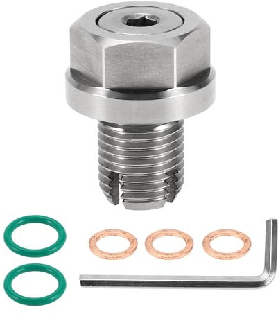 TUCKBOLD Tapón De Drenaje De Aceite Para Coche Motocicleta Barco Anti Fugas Tornillo De Reparación De Rosca De Tornillo De Cárter En Tono Plateado Con 3 Juntas De Cobre M12.1-1.25mm