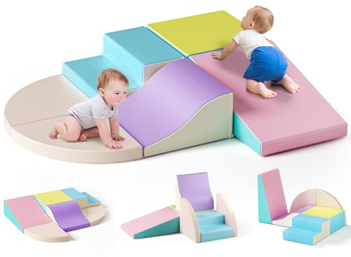 MINENICE Schaumstoff bausteine Softbausteine Bauspielzeug Riesenbausteine für 1-3 Jahre Kinder Mehrfarbig (HMJM-Macarons)